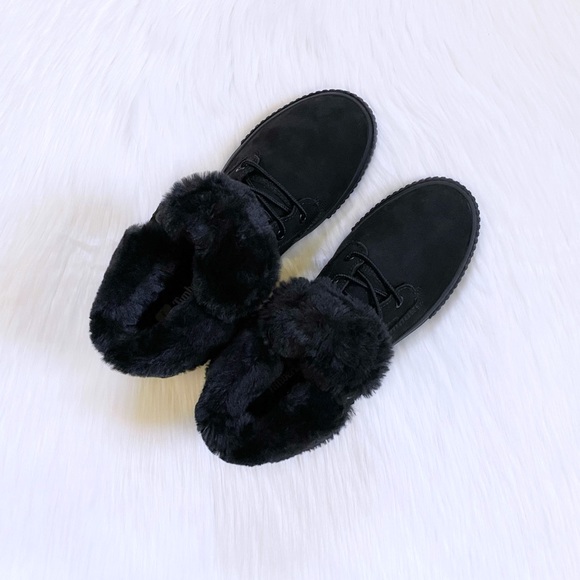 Timberland Skyla Bay Fleece Fold Down Black Sneaker Boots - Picture 4 of 8